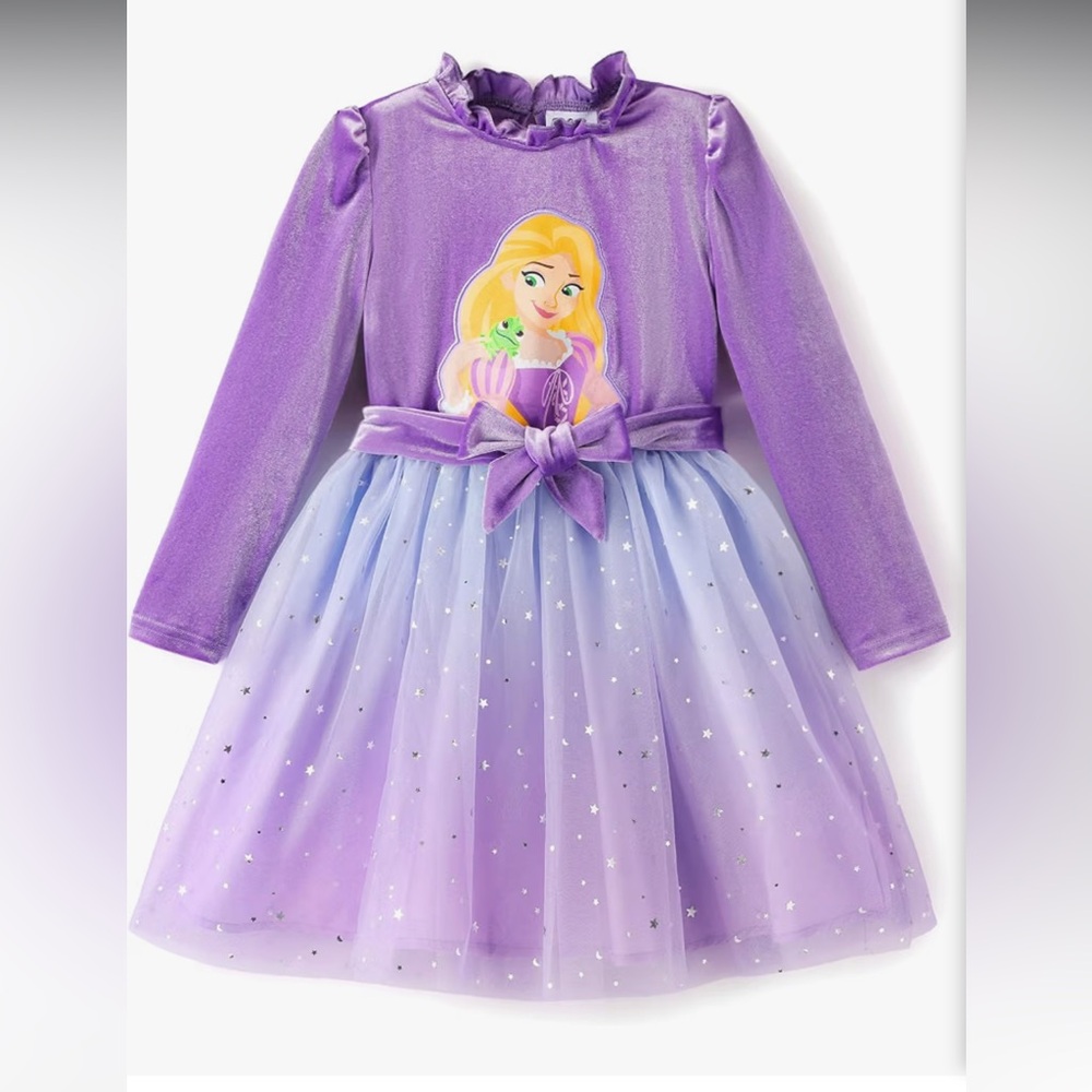 NWT Purple Princess Character Tulle Dress for Kids Soft velvet and tulle
